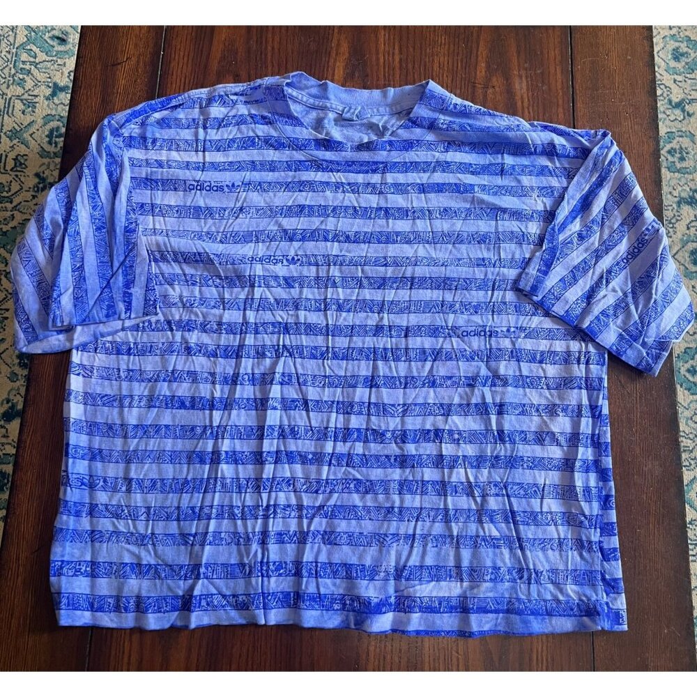 adidas Blue Striped Short Sleeve Tee